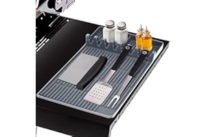 MEKOTRIN Alfombra Barbacoa Exterior, Estera de la Parrilla de Silicona para Blackstone, Antideslizante Resistente al Calor Parrilla Espátula Pad Estera para Cocina Cocinero Encimera (Gris Fino)