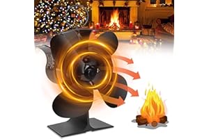 CZOELE Ventilador de Estufa, 4 Palas Ventilador Chimenea, Funcionamiento Silencioso Ventilador de Calor Alimentado, Ventilador de Estufa de Leña para Estufas de Leña/Estufas/Chimeneas