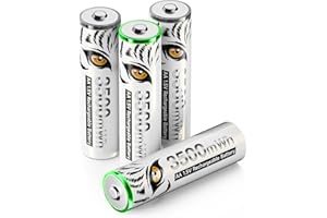 Mspalocell Akumulatory litowe AA 1,5 V 3500 mWh, szybkie ładowanie Tiger Print, akumulatory AA, z lampką ładowania, ponad 1500 cykli, zestaw 4 akumulatorów z pojemnikiem na baterie