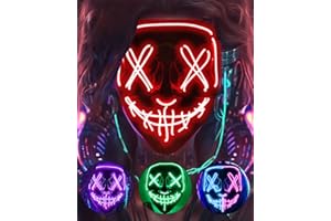 DWTECH Máscara de Halloween LED Disfraz de Halloween LED Glow Scary Light Up Purge Máscaras para Festival Fiesta Carnaval Disfraz de Navidad Cosplay brilla en la oscurida