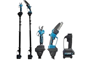 Vokot PM106 Forbici potatura elettriche Telescopiche con 2 Batterie Ricaricabili 26V, lama 30mm, incluso Motosega con lama 6", Kit cesoie e Motosega con asta telescopica professionali per giardinaggio