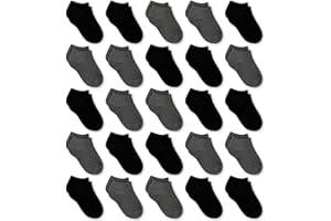 GENTABY Boys Girls Ankle Socks - Unisex Toddler Black White Gray Low Cut Socks - 25 Pairs for 0-13 Years Infant Newborn School Durable Socks