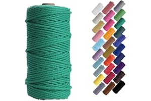 Binwat Macrame Cord Thick Natual Cotton Cord Yarn Macrame Rope Cord Cotton Rope for Wall Hangings, Plant Hangers, DIY Crafts, Home Decorations, Gift Wrapping 3mm x 100m (Green)