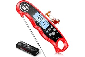 Mohard Termometro Cocina, Termometro Horno de Lectura Instantánea Impermeable IPX6 con Pantalla LCD & Sonda Plegable 11.94cm, Termometro Digital Carne con Espalda Magnética para Aceite/BBQ/Líquidos