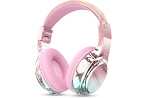 JYPS Bezprzewodowe słuchawki dla dzieci, metaliczne słuchawki Bluetooth dla dzieci, z mikrofonem, bezprzewodowe i przewodowe słuchawki nauszne dla nastolatków, maluchów, do iPada/tabletu Fire / szkoły