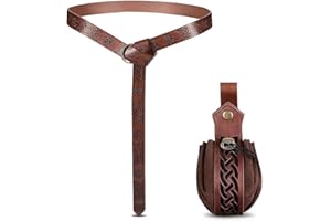 Zoonvii Sac Ceinture Médiéval,Ceinture Médiévale Cuir+Sac Renaissance,Sac de Ceinture pour Homme Femme,Vintage Accessoires Costume pour Halloween Fête Cosplay