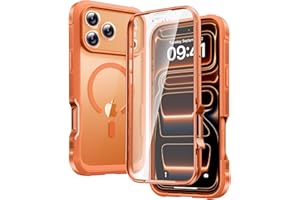 Diaclara Magnetic for iPhone 17 Pro Max Case 6.9-Inch, Fit for MagSafe, Full Body Bumper Case with Built-in Touch Sensitive Anti-Scratch Screen Protector, [Full Camera Protection] Phone Cover (Orange)