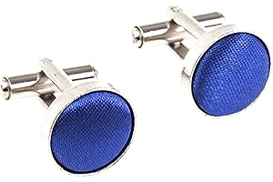 THE TIE COMPANY Plain Satin Solid Colour Classic Silver Metal Cufflinks