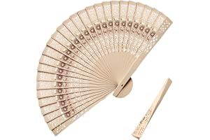 COLORICH ㅤ Colorich 2 PCS Wooden Folding Fan, Sandalwood Hand Fan Folding, Handheld Fan Folding Bamboo Fan, Bamboo Handheld Folding Fan for Dancing Cosplay Wedding Party Home Decorations Birthday Gifts