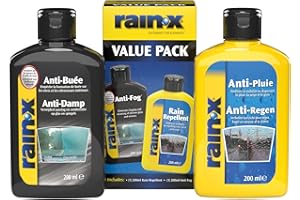 Rain-X Anti-Pluie et Anti-Buée - Protection Pare-Brise et Habitacle Contre la Pluie et la Condensation - 2 x 200 ML