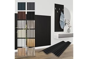 HEXIM Paneles Acústicos 138,5x60cm - Pared de Lamas Flexible Madera MDF Paneles de Pared Revestimiento de Lamas Revestimiento Mural (4 paneles / 3,32 m² Black Edition - APH12)