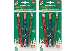 LEGAMI - Lot de 6 stylos à encre gel effaçable thermosensible, édition de Noël « Naughty or Nice », pointe de 0,7 mm, encre rouge, bleue et verte