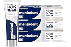 Mentadent WHITE NOW Dentrifricio 3 IN 1 Original, Dentifricio ad Effetto Sbiancante Rapido 75 ml, Tecnologia Triple-Light™, 96% di Origine Naturale, Rimozione Macchie, Efficace e Delicato sullo Smalto