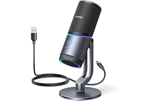 UGREEN USB Microphone 24bit/96KHz RGB Gaming Mic Cardioid Condenser PC Microphone Noise Reduction for Podcasting, Streaming, Recording with Quick Mute, Gain Knob for PS4/PS5/Mac/Laptop
