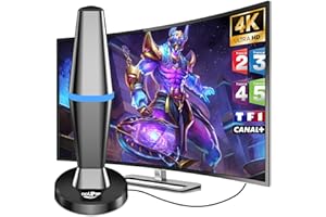 DGUPSP Antenne TV Intérieur Puissante TNT HD, 2024 Puissante Antenne TV Intérieur de Base magnétique puissante - 420km Réception Longue Portée à 360°, Compatible avec TV Portable 4K 1080P et Tous Les TV
