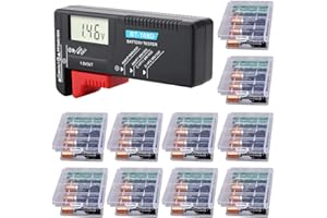 GTIWUNG 1Pc Tester Batteria Digitale LCD, Tester per Batterie, Tester Pile BT-168D, Tester Tensione Batteria Universale per AA/AAA/C/D-1.5V, PP3-9V e Batterie a Bottone, 10Pcs Contenitore Batterie