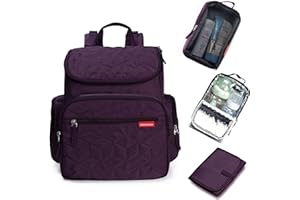 Bebamour Sac à dos sac à langer avec matelas à langer, sac à dos sac à langer étanche pour maman et papa, sac à langer bébé, sac à dos à langer avec crochet poussette