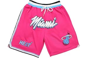 Kdtoll Pantalones Cortos Miami Heat Hombre - Pantalon NBA de Baloncesto para Verano y Deportes al Aire Libre - Shorts de Entrenamiento de Secado Rápido con Bolsillos