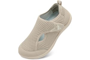 JOINFREE Women’s Wide Fit Barefoot Walking Shoes – Zero Drop Comfort Trainers with Adjustable Strap, Breathable Non-Slip Casual Shoes for Swollen or Sensitive Feet