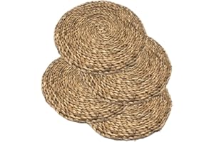 MGE WORLD MGE - 4X Salvamanteles Individuales de Mimbre - Bajoplatos Redondos - Manteles Individuales Redondos - Bajoplatos Mimbre de Mesa - Bajoplatos Individuales - Manteles Individuales - Set de 4, 30 cm