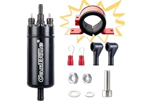 CarBole Universal Inline Extern Fuel Pump Fits 0580464070,High Pressure Petrol Pump With Shock Mount,Up to 250bhp,Engine Fuel Tank Pump,Black