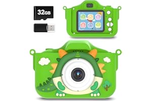 saiyuanxing kids camera,Silicone Case 2.0 Inch IPS Screen 1080P Video Camcorder，40MP Kids Digital Dual Lens Camera with，32GB memory card，3-12 year old boys and girl camera，Holiday and Birthday gifts.