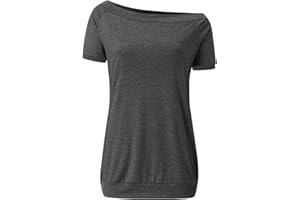 UNOSHENG Camiseta de manga corta con cuello barco para mujer, hombros descubiertos, color liso, para fiestas, bodas