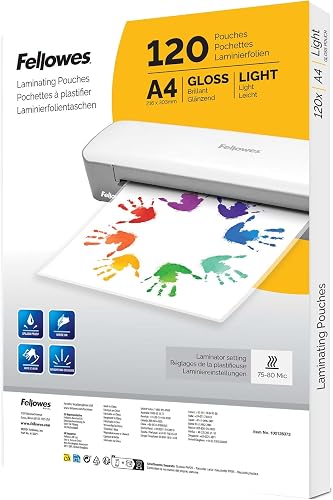 Fellowes Pack de 120 fundas de plastificar A4, Acabado brillo, 120 unidades - Ad