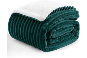 ‎AISBO Aisbo Dicke Cord Sherpa Decke Dunkelgrün - Warme Kuscheldecke Flauschig 150x200 cm XL Winter Plüsch Kuscheldecken als Sofadecke Couchdecke Überwurf Wohndecke