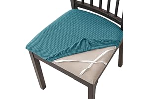 ‎HOMECOVER HOMECOVER Esszimmerstuhl Sitzbezüge 6er Set,Stretch Jacquard Stuhlbezug Sitzfläche Abnehmbar Waschbarer Für Esszimmer Küche Bürostühle Hotel-Blaugrün-6er Set