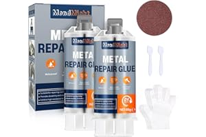 MendMight 160g Soudure a Froid Metal, Colle Metal Extra Forte, Colle Epoxy Bi-composant, Métal Liquide Glue pour le Métal, l'acier Inoxydable, les Alliages d'aluminium, les Réparations Plastiques