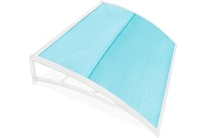 GENERIC Door Canopy, Front Door Canopy Outdoor Waterproof Canopies Awning Window Garden Patio Porch Canopy Rain Shelter Cover Polycarbonate Roofing Sheet UV Protection 120 x 80cm Blue