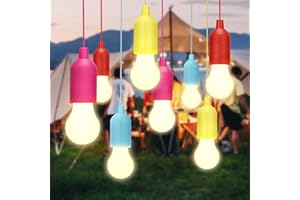 Glighone Pull Light Lampe, Tragbare Campinglampe Laterne, LED Glühbirnen mit Zugschalter für Camping, Party, BBQ, Zelt, Stromausfall, Garten, Deko lichtkette | 8 Stück
