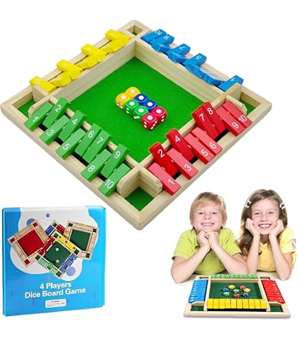 Produktbild von Shut The Box Holz Brettspiel Für 4 Spieler – Klassisches Würfel- & Mathematikspiel Für Familien, Partys & Reisen