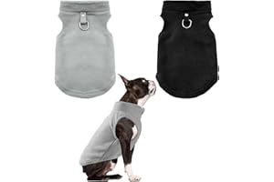 TenaLucy 2 Pièces Pull Chien,Pull-Overs avec Anneaux en D Veste d'hiver pour Chien Manteau d'hiver pour Chiens Manteau pour Petite Taille Veste Vetement pour Chihuahua（Noir, Gris） XL