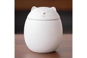 WXMYOZR Urna dla zwierząt domowych na prochy kota, urna w kształcie kota, ceramiczne urny na prochy kota, biały, duży