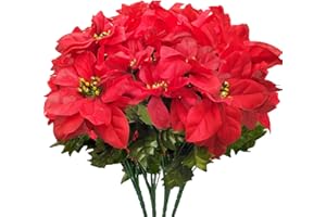 YCICHE Künstlicher Weihnachtsstern Künstlich, 4 Stück Weihnachtsblumen Rot, Weihnachtsstrauß Künstlich, Kunstblumen Weihnachten Weihnachtssterne Deko, für Hochzeit Party Home Vase Weihnachtsbaum deko