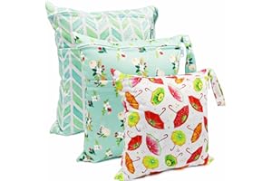 FenFang Sac Couches Lavables, Sac à Couches, 3 Pcs Réutilisable Wetbag, Sac Etanche Organisateur de Couches Accrochable, Sac Fourre Tout pour Bébé, Sac à Langer de Voyage Plage Piscine (Vert)