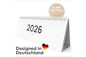 ‎UNITURE UNITURE® - Tischkalender 2026 quer I Wochenkalender zum Aufstellen I Büro Tischkalender 2026 im Querformat - Kalender 2026 Planer mit Monatsansicht Stehkalender