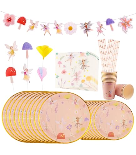 Doyomtoy Set De Vajilla Bohemia Para Baby Shower Y Cumpleaños De Chica, 20 Platos, 20 Vasos, 20 Servilletas Y Mantel Para 20 Invitados