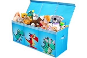 decalsweet Extra Groß Aufbewahrungsbox mit Deckel Kinder, Zusammenklappbare Oxford-Spielzeugkiste für Mädchen Jungen, Wasserdichte Spielzeug Aufbewahrung im Kinderzimmer, 96×32×40 cm (Dinosaurier)