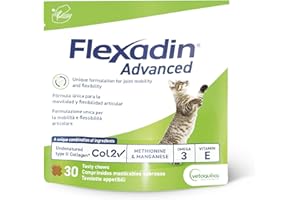 Vetoquinol Flexadin Advanced | Mangime Complementare per Gatti di Tutte le Taglie | Supporto e Prevenzione per Articolazioni | 30 Tavolette Appetibili Masticabili - 150 g