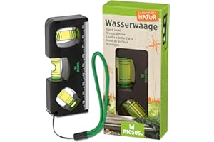‎MOSES moses. Expedition Natur Kinder-Wasserwaage, Outdoor Wasserwaage mit Magnet, Lineal und Trageband, Robustes DIY- & Outdoor-Werkzeug für kleine Entdecker, Schwarz-Grün