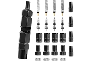 Oumers Bike Set di strumenti per nucleo valvola da 25 pezzi, nucleo e cappuccio per valvola Presta inclusi, nucleo e cappuccio per valvola Schrader, adattatore per valvola da Presta a Schrader