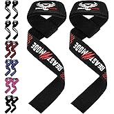BEAST RAGE Weight Lifting Straps Fitness Padded Cotton Wrist Support Gel Advanced Grips Dumbbell Bar Wraps Heavy Duty Gym Bod