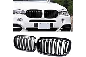 YIUBCZOQI F15 Parrilla Delantera para BMW Series X5 F15 Series X6 F16 X5M F85 X6M F86 2014-2018 riñones doble puente deportivo brillante negro