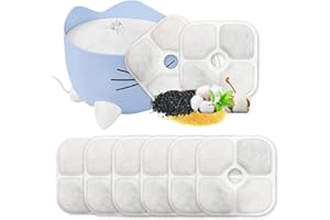 RHSEMI Lot de 8 filtres de Rechange pour Fontaine à Eau Filtre avec résine activée au Carbone Trois Couches système de Filtration pour Fontaine à Eau et Chat