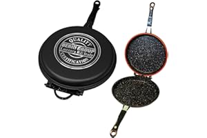 BERNIGROUP Fornetto Sanity Stone Tondo cm.28 Bistecchiera Padella Antiaderente Doppia con Rivestimento Effetto Pietra