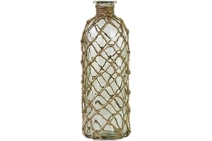 rismart Rústico Vidrio Botella Jarrón Decoración Flor Jarrones Flagon con Red de Cuerda
