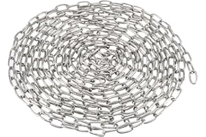 sourcing map Stainless Steel 304 Hardened Proof Coil Chain 5m Length 2mm Thickness Zinc Plated